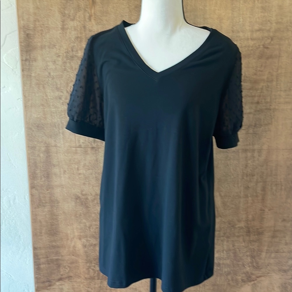 Black V-Neck Women's Top